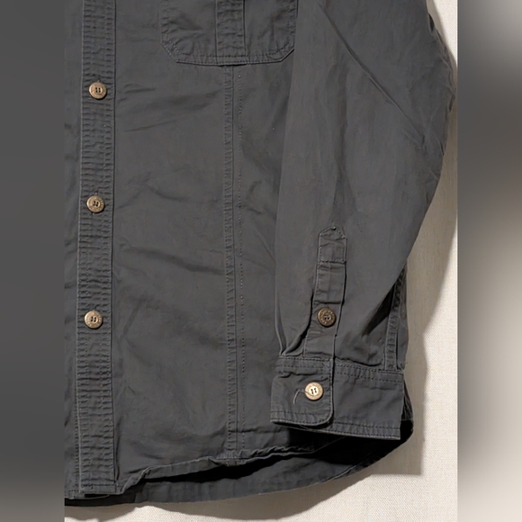 Polo Mano Men's Outdoors Utility Long Sleeve Grey Button Down Shirt Size Medium - Picture 5 of 12